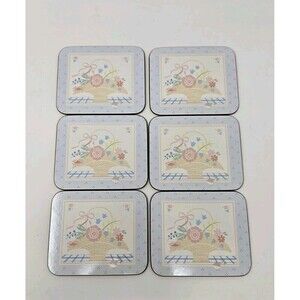 VINTAGE JASON NEW ZEALAND SIX COASTERS WITH BOX COUNTRY BASKET 1980S CORK BACK